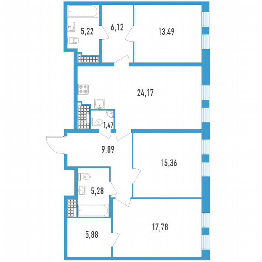 3-к. квартира, 105 м², 18/23 эт.