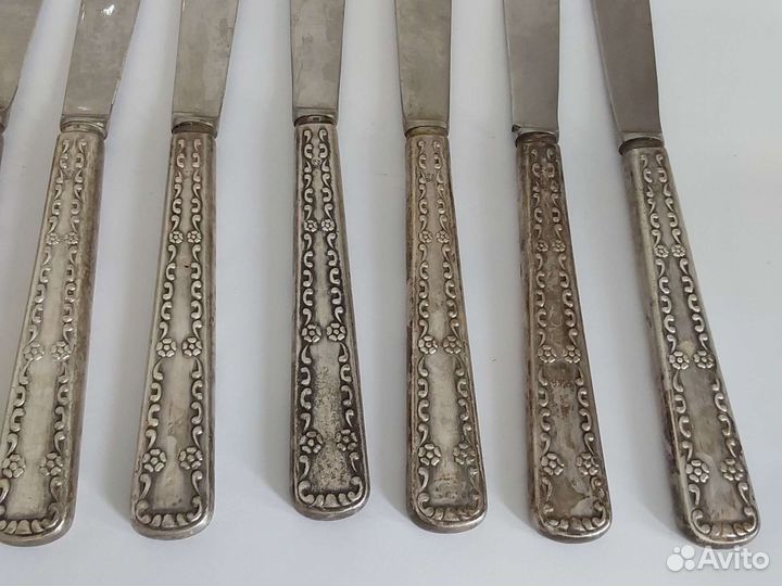 Столовые ножи мельхиор СССР, 11шт