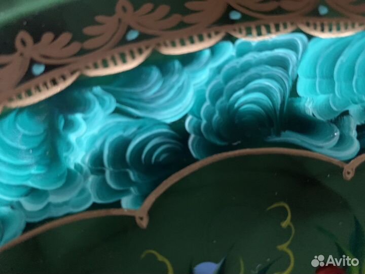 Поднос расписной тагильский круглый D 32 см