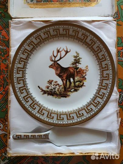 Блюдо и лопатка для торта, фарфор