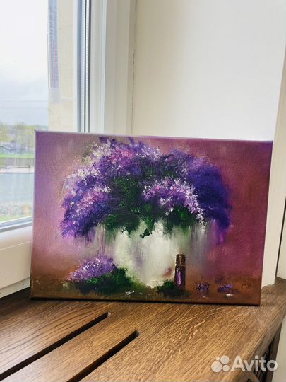 Картина маслом: Сиреневый букет