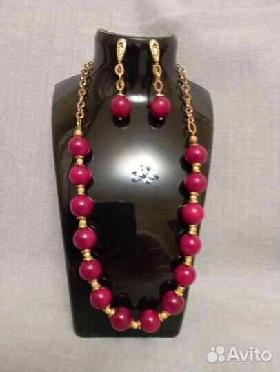 Ожерелье. Коралл. Серьги