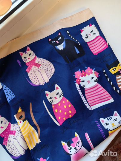 Платок женский шейный с котами новый, на сумку