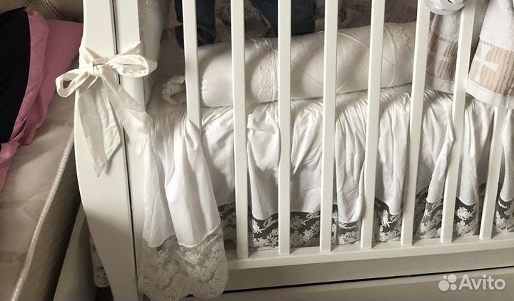 Кроватка Гандылян с маятником+ бортики и балдахин