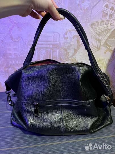 Сумка натуральная кожа черная