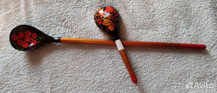 Ложки сувенирные Хохлома, набор 2 шт., деревянные