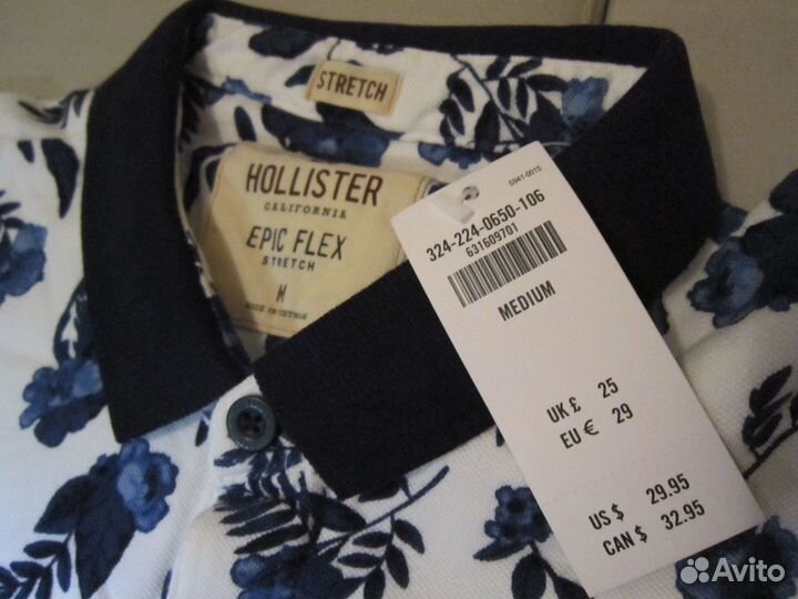 Поло Hollister M новое США Stretch NEW Гжель