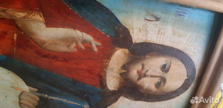 Икона Господь Вседержитель.Спас.Живопись.19 век