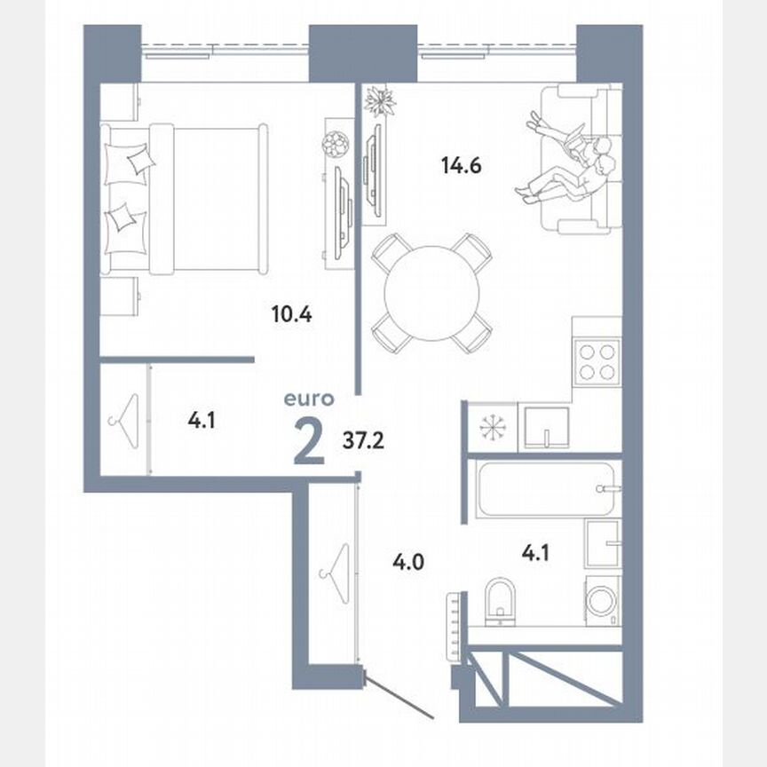 2-к. квартира, 37 м², 8/39 эт.