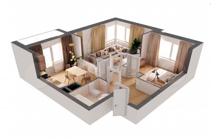2-к. квартира, 57,9 м², 4/19 эт.
