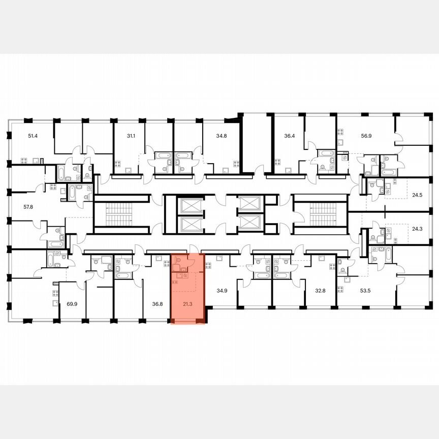Квартира-студия, 21,3 м², 25/32 эт.