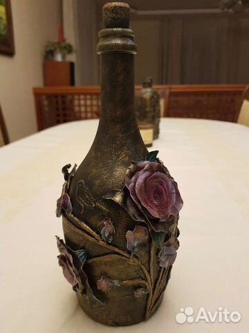 Бутылка декоративная интерьерная, для жидкости