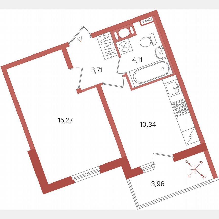 1-к. квартира, 35,4 м², 10/11 эт.