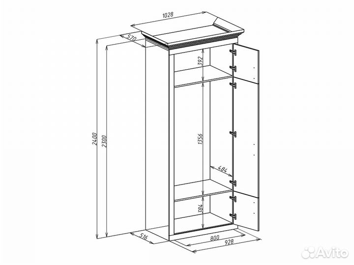 Шкаф распашной из лдсп и мдф фасадами
