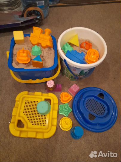 Кинетический песок в вёдрах+формочки