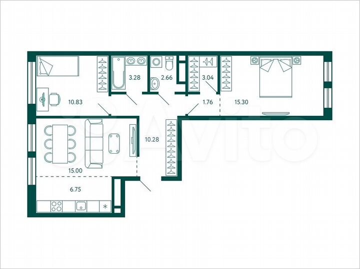 2-к. квартира, 68,9 м², 13/28 эт.