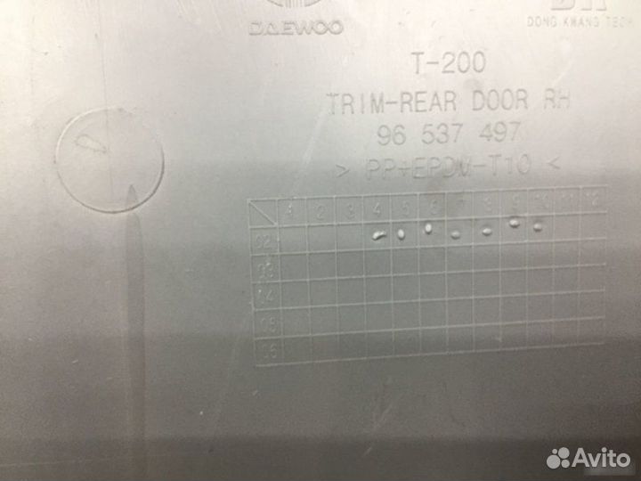 Обшивка двери задняя правая Chevrolet Aveo T200