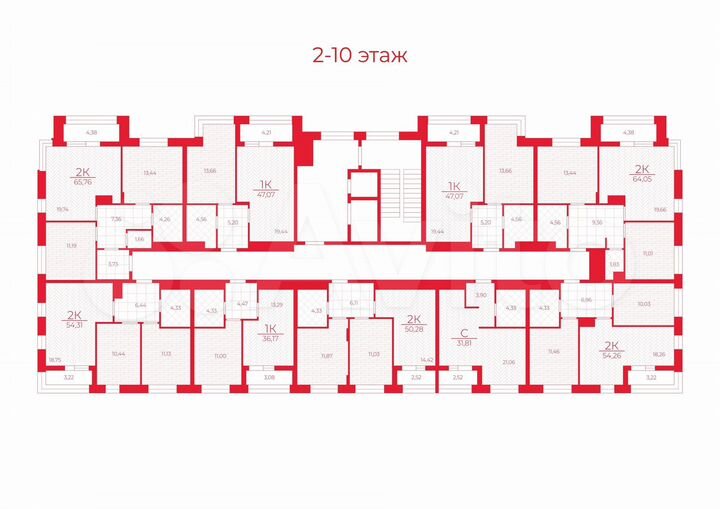 2-к. квартира, 65,8 м², 3/13 эт.