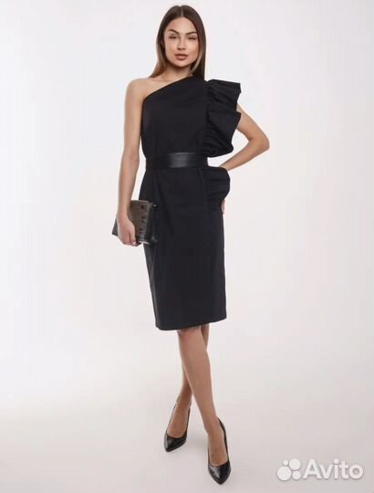 Платье асимметричное вечернее с воланом