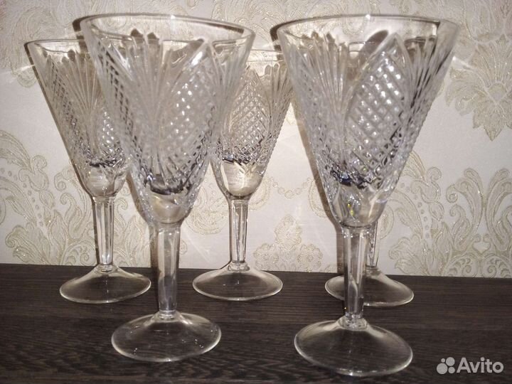 Фужеры хрустальные Богемия и СССР лафитник