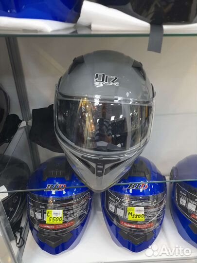 Мото шлем модуляр ORZ серый глянец DOT