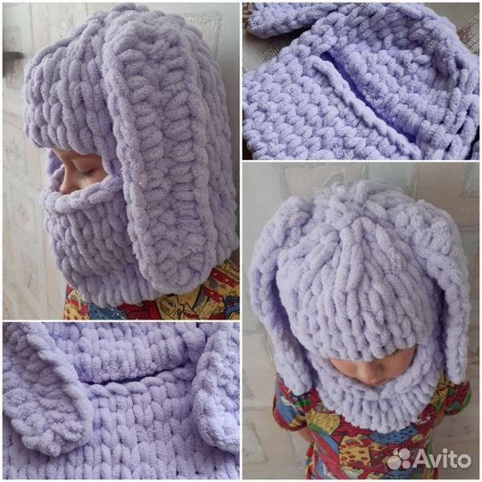 Балаклава вязаная с ушками