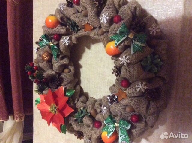 Новогодний венок их мешковины