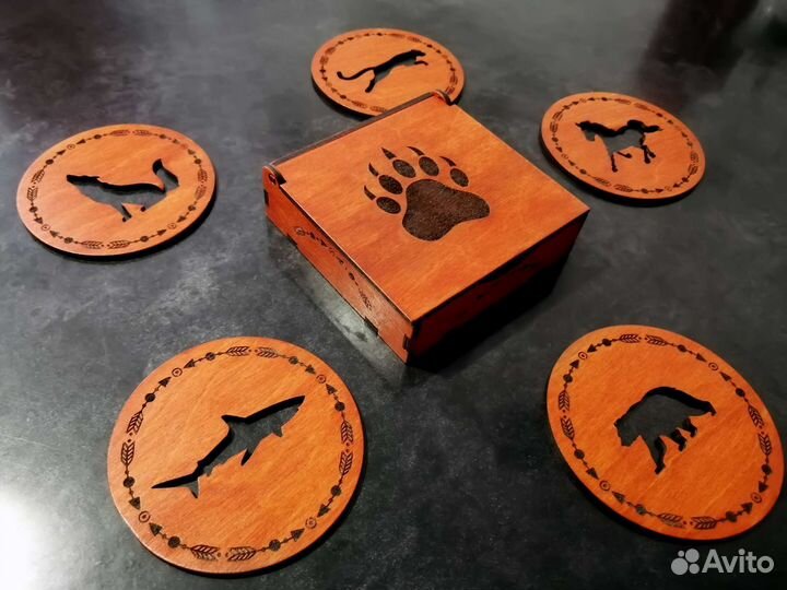 Набор подставок под кружки, стаканы в коробке