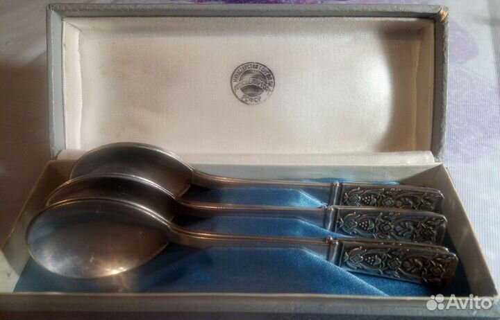 Ложки чайные и щипчики мельхиор СССР