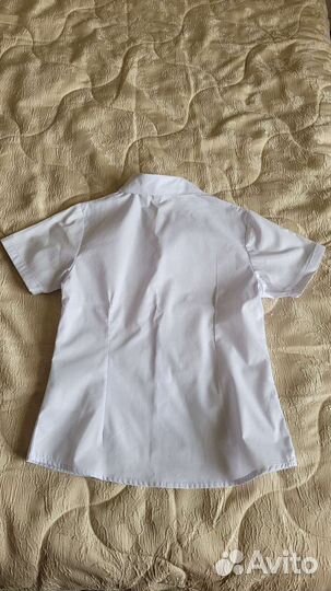 Новая белая рубашка/блузка для дев. р.128-134