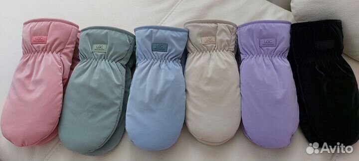 Варежки UGG балоневые с толстым мехом внутри