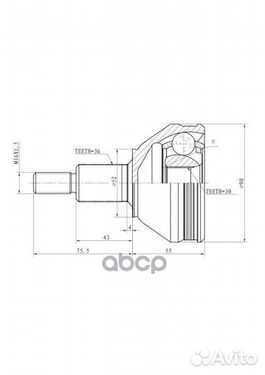 Шрус наружный 30x52x36 GIK04062 ganz