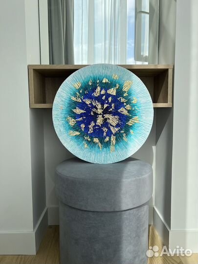 Абстрактная картина на холсте акрилом и паталью