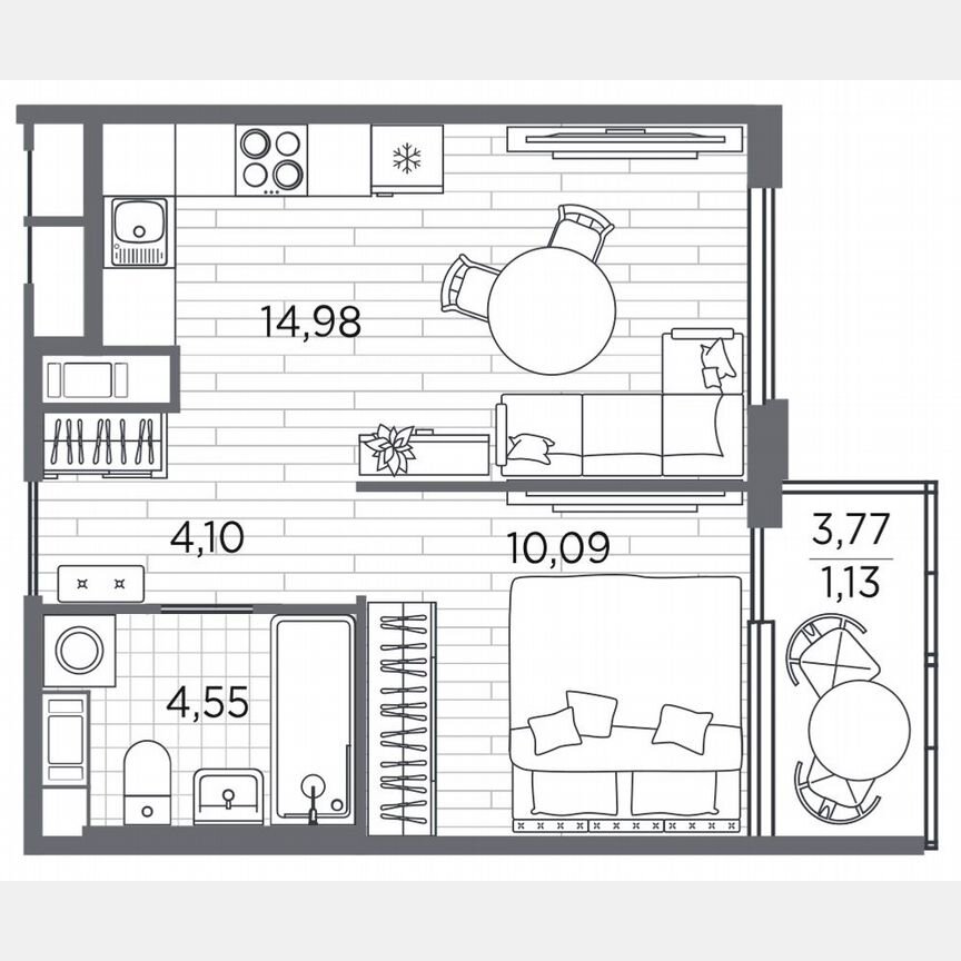1-к. квартира, 34,9 м², 5/5 эт.