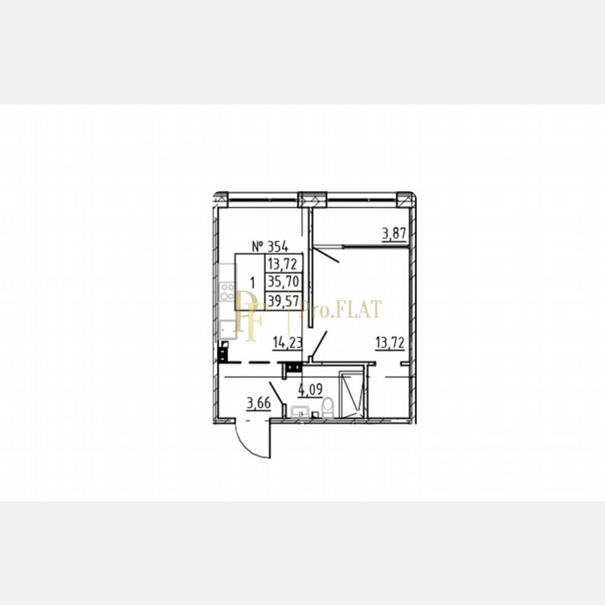 1-к. апартаменты, 39,6 м², 4/8 эт.