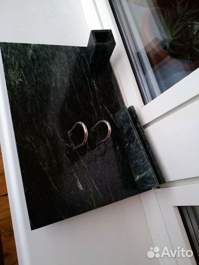 Подставка на стол винтаж зеленый гранит