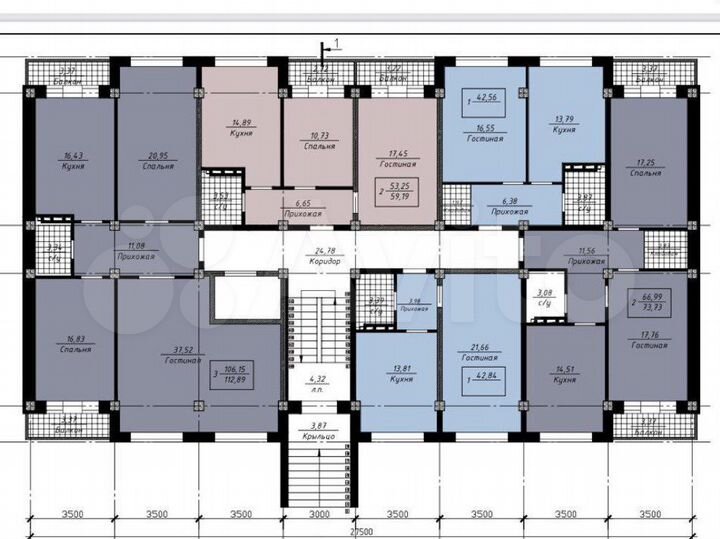 3-к. квартира, 109,9 м², 3/6 эт.