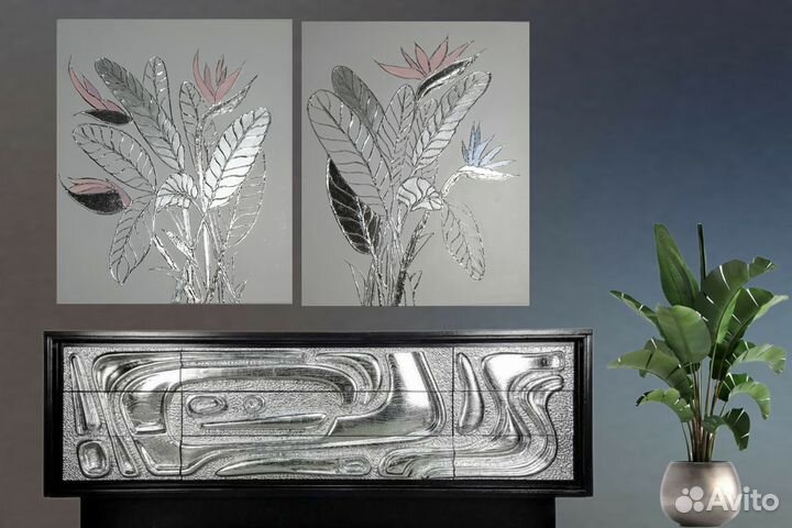 Картины интерьерные Цветы холст 2 штуки по 60х50