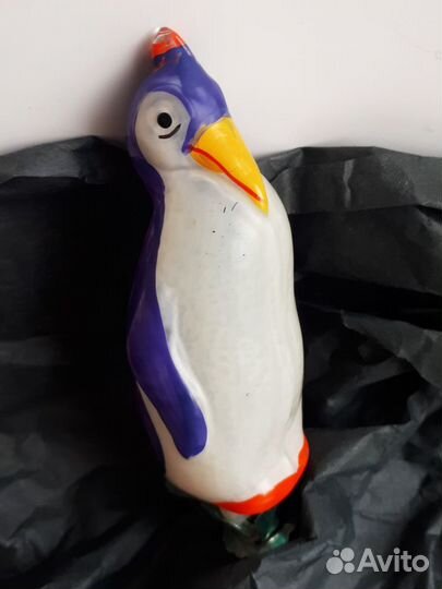 Игрушка елочная на прищепке Пингвин, СССР