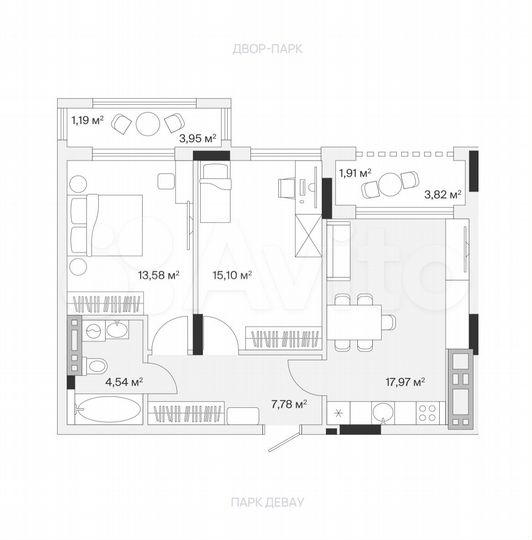 2-к. квартира, 62,1 м², 7/7 эт.