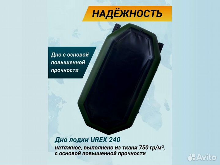 Лодка пвх надувная для рыбалки 240 см urex 240