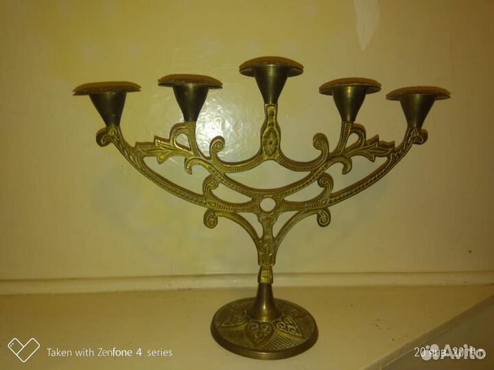 Подсвечник бронзовый 5 свечей Индия