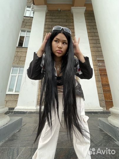 Черный длинный парик новый