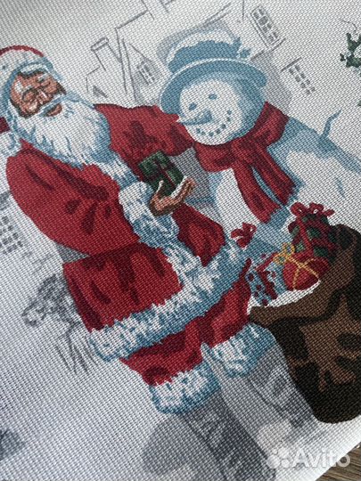 Ткань для шитья Новогодняя Рогожка