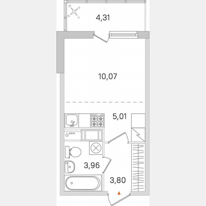 Квартира-студия, 24,1 м², 4/8 эт.