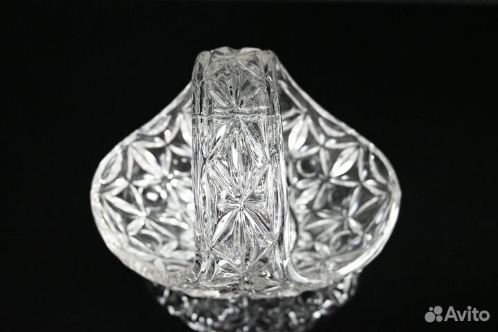 Корзинка стекло конфетница хрусталь СССР 21 см