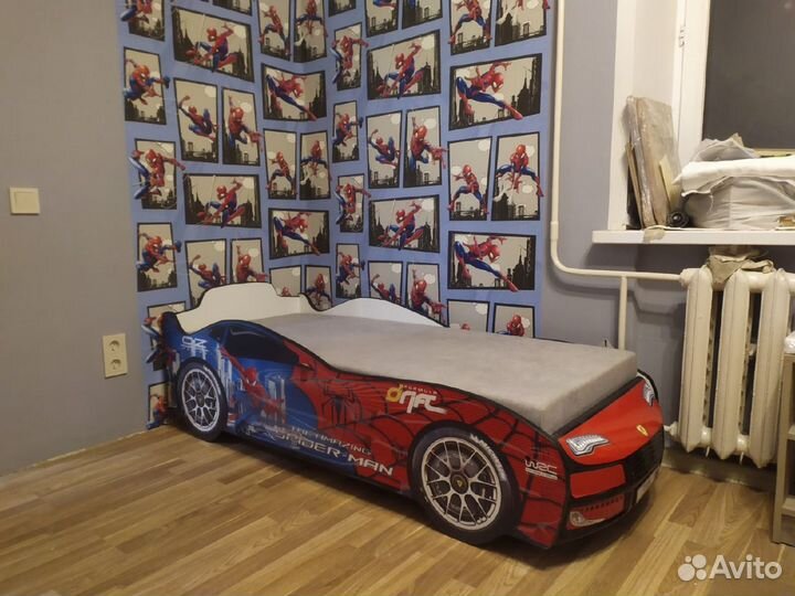 Детская кровать с матрасом машина