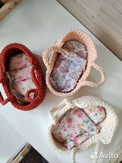 Люлька для кукол из трикотажной пряжи