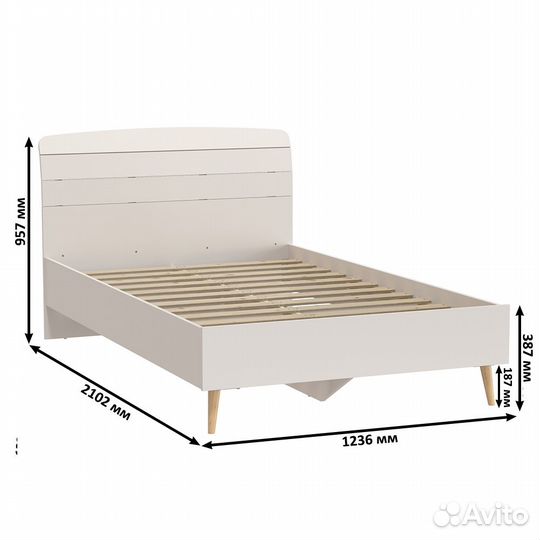 Кровать 1200 Афина 4-22905, цвет кашемир серый, 123,6х210,2х95,7 см