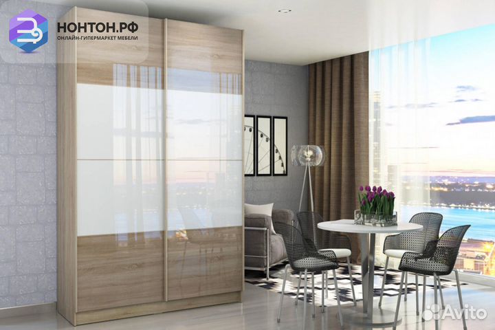 Шкаф-купе Марвин дуб сонома / белый глянец / дуб с